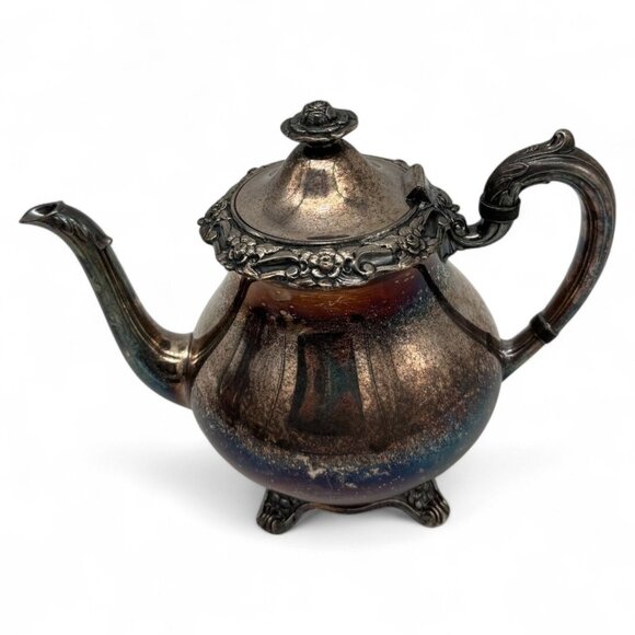 Vintage 1881 Rogers Glenrose 6 Pc Silverplate Tea Set W Tray - Picture 3 of 14